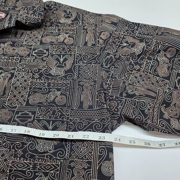 Harley Davidson Geometric Hawaiian Camp Shirt Men 2XL - Picture 9 of 10